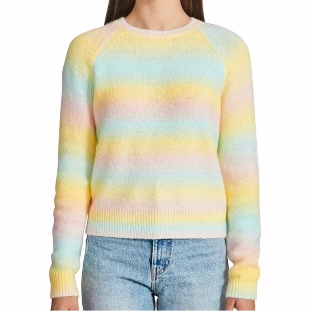 BB Dakota Rainbow Striped Cropped Long Sleeve Sweater